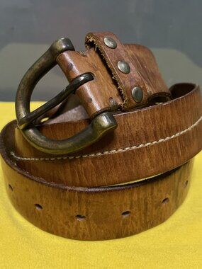 Express Vintage 90s Belt Small Brown Inverted Braided Woven Leather Western Boho